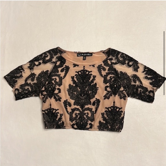 For Love & Lemons Ethereal Crop Top Nude/Black - Picture 3 of 8